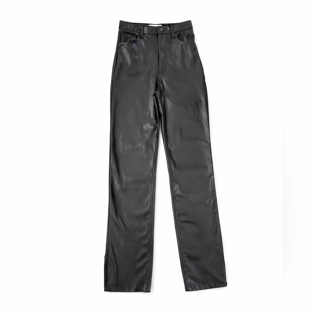 Abercrombie & Fitch 90s Straight Ultra High Rise Vegan Leather Pants SZ 28 NWT